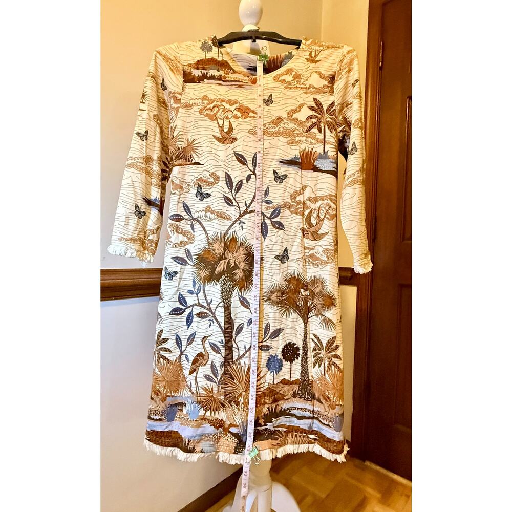 Spartina 449 Coastal Marsh Print Fringe Hem Shift Dress | Size Small - Picture 9 of 14